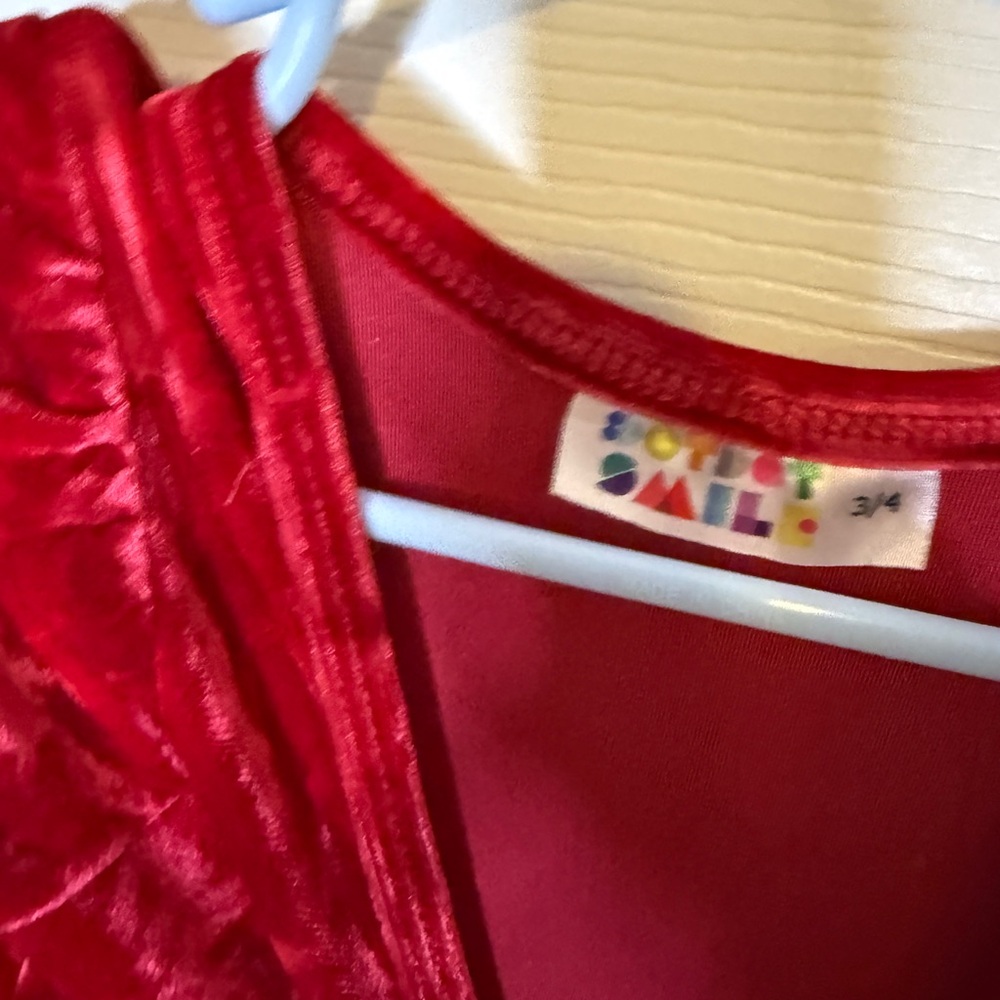 NWT Dot Dot Smile Velvet Red and Black Christmas Holiday Tree Dress Girls 3/4 - Picture 2 of 3